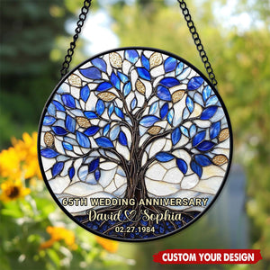 Anniversary Tree of Life - Personalized Window Hanging Suncatcher, Wedding Anniversary Gift