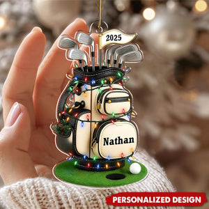 Personalized Golf Bag Ornament 2025, Custom Name Golf Lover Gift
