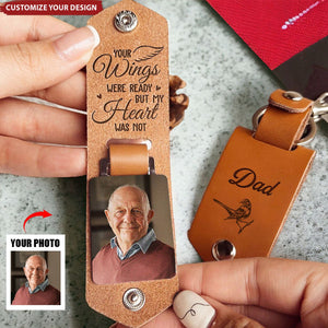 Your Wings Were Ready - Personalized Leather Photo Keychain