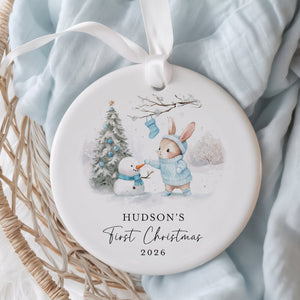 Personalized Rabbit Baby’s First Christmas Ornament