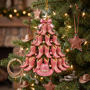 Custom Name Cowboy Christmas Ornament, Personalized Western Tree Decoration