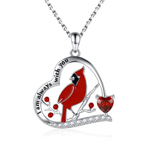 Red Cardinal I am Always With You Memorial Necklace