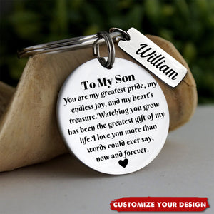Personalized Custom Name To My Son Keychain - Birthday Gift To Son