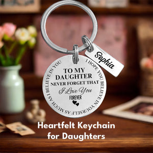 Personalized Custom I Love You Daughter Keychain - Daughter's Birthday Gift