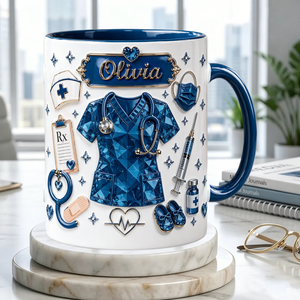 Personalized 3D Effect Nurse Name Mug-Custom RN Gift Coffee Cup