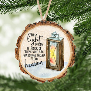 Memorial Christmas Cut Pine Wood Ornament