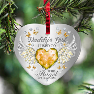 Daddys Girl Birthstone Heart Ornament (Porcelain)