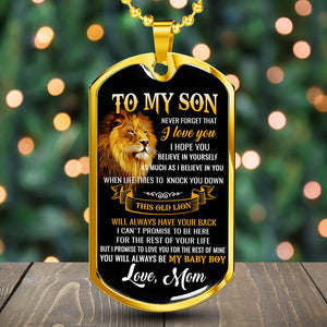 Lion To My Son Dog Tag Necklace