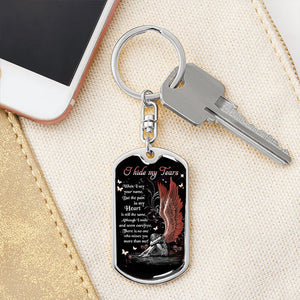 I Hide My Tears Memorial Keychain