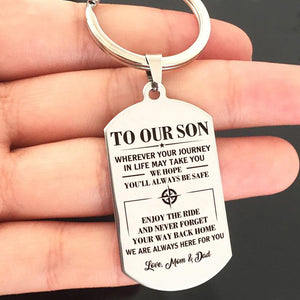 SON MOM AND DAD - ALWAYS BE SAFE - KEY CHAIN
