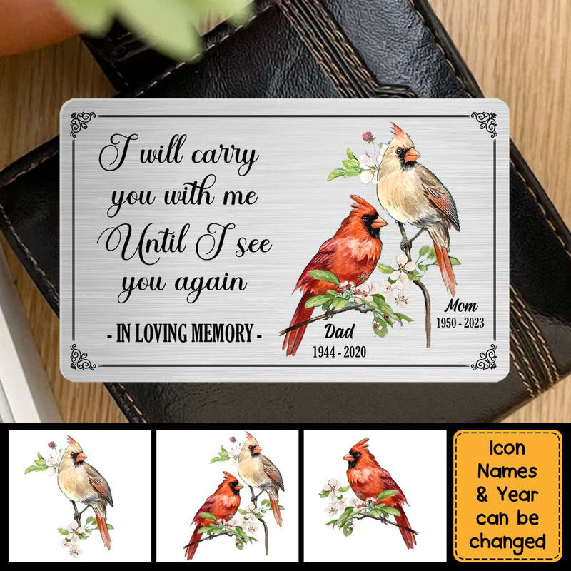 I Will Carry You With Me Personalized Cardinal Wallet Card