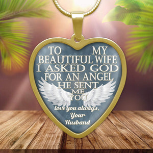 To My Wife Heart Steel Pendant Necklace