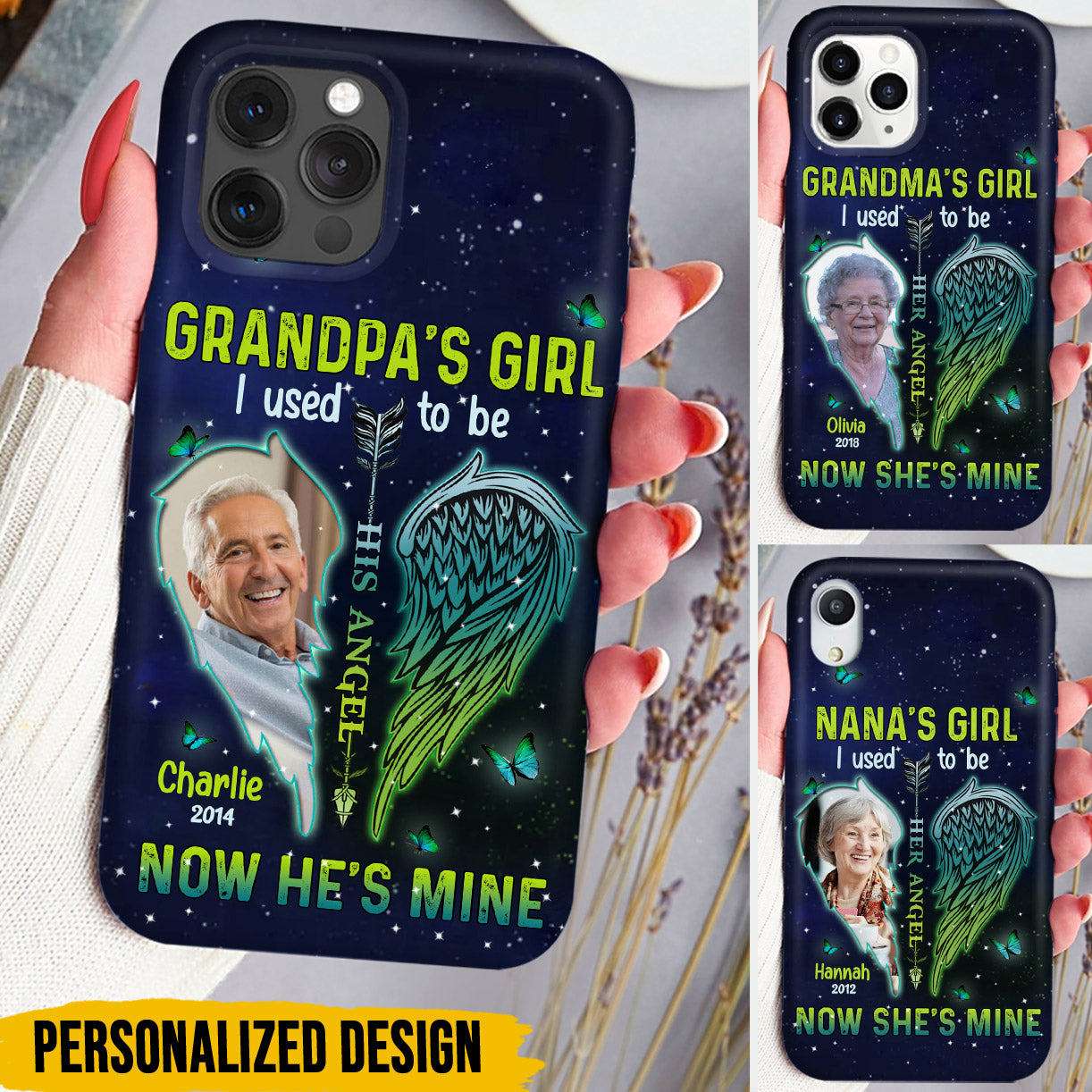 Grandpa's Girl I Used To Be His Angel Now He's Mine Memorial Phone Case