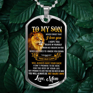 Lion To My Son Dog Tag Necklace
