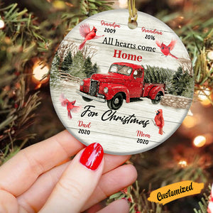All Hearts Come For Christmas Personalized Circle Ornament