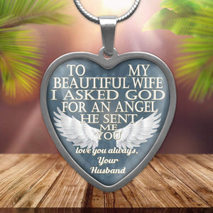 To My Wife Heart Steel Pendant Necklace