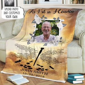 As I Sit In Heaven Custom Photo Fleece Blanket