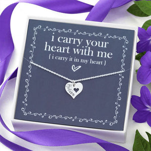 I Carry Your Heart With Me - Personalized Name Necklace - Loved One Memorial Necklace