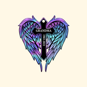 The Cross With Wings Personalized Cut Keychain