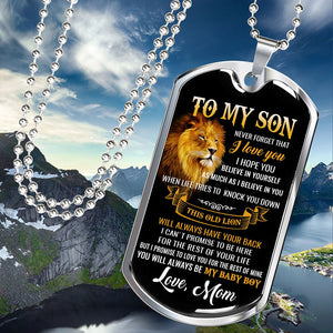 Lion To My Son Dog Tag Necklace