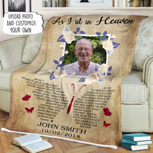 As I Sit In Heaven Custom Photo Fleece Blanket