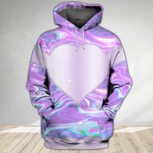 Grandma Violet Heart Grandkids Personalized All Over Print Hoodie