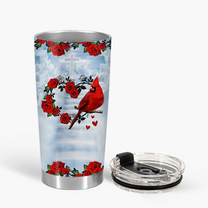 Personalized A Big Piece Of My Heart Lives In Heaven Cardinal Tumbler