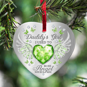 Daddys Girl Birthstone Heart Ornament (Porcelain)