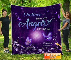 I Believe There Are Angels Among Us - Love Butterflies And Flowers Fleece Blanket