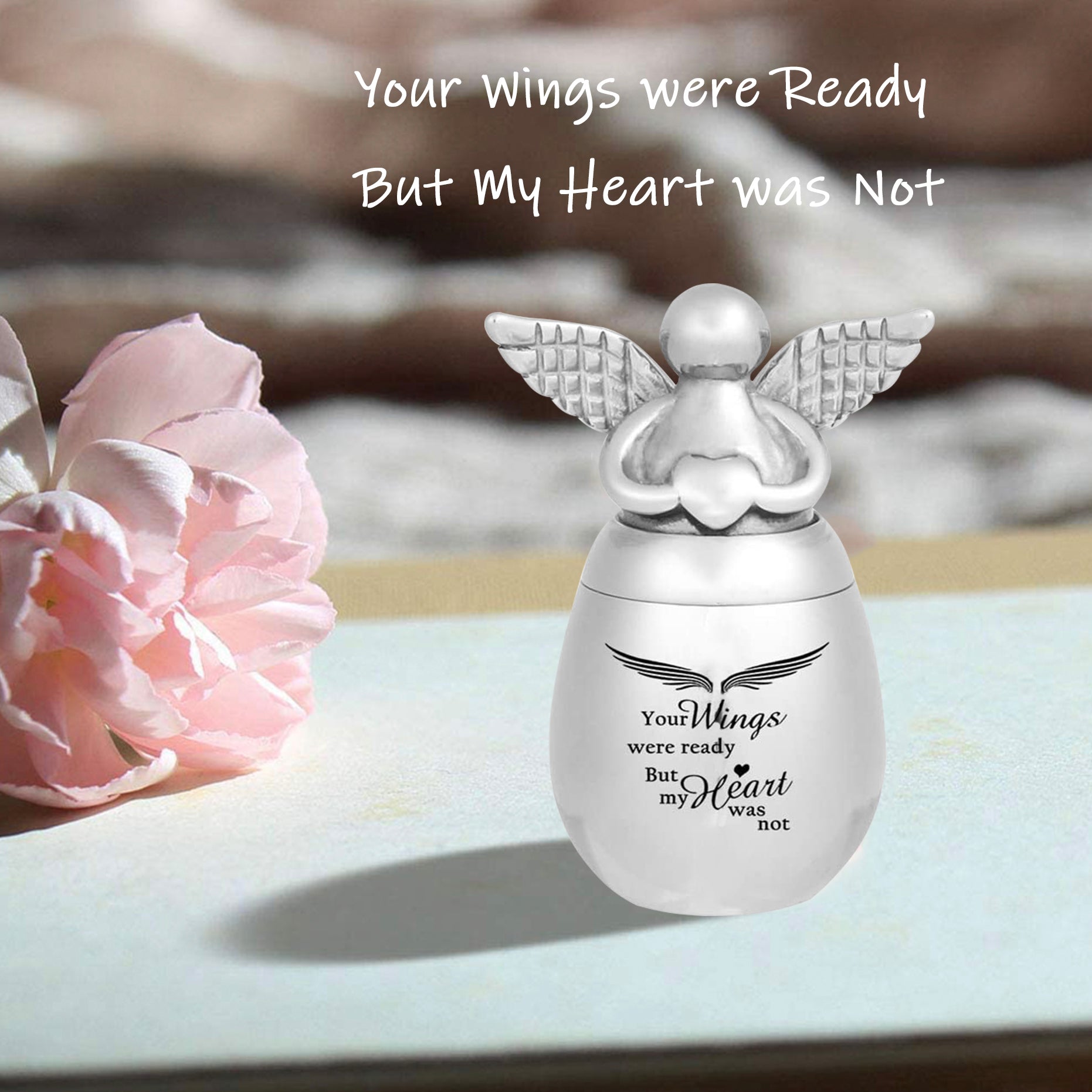 Mini Angel Keepsake Urn for Ashes-Your Wings were Ready, But My Heart was Not