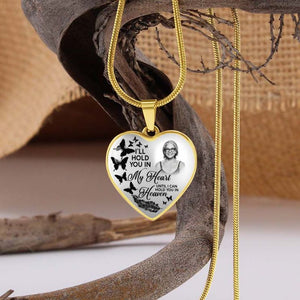 Personalized I Will Hold In My Heart Memorial Heart Necklace