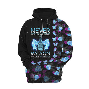 Butterfly Never Walk Alone My Love Walks With Me Personalized All Over Print Hoodie