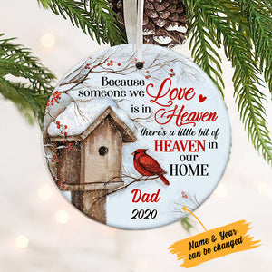 Personalized Cardinal Memorial Mom Dad Circle Ornament