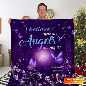 I Believe There Are Angels Among Us - Love Butterflies And Flowers Fleece Blanket