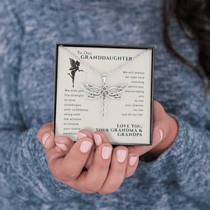 To Our Granddaughter-Live Your Dreams Dragonfly Necklace