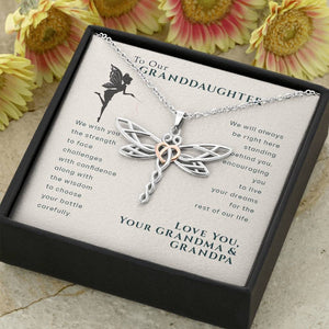 To Our Granddaughter-Live Your Dreams Dragonfly Necklace