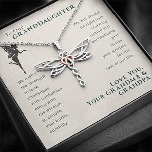 To Our Granddaughter-Live Your Dreams Dragonfly Necklace