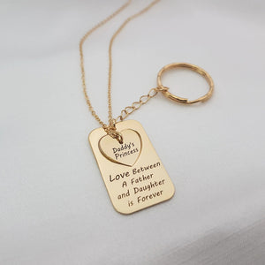 Necklace And Keychain Set For Father And Daughter