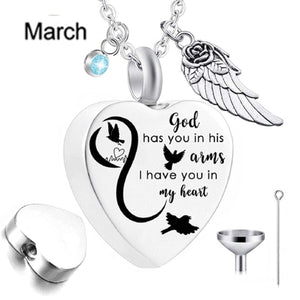 Heart Urn Necklace with Birthstone