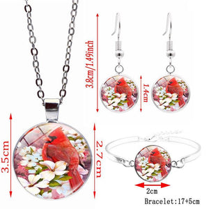 Cardinal Memorial Flower Necklace Set