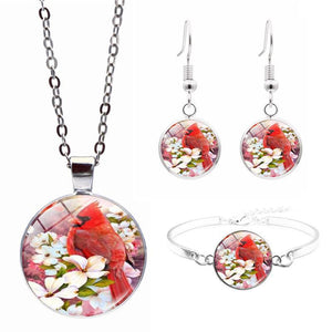 Cardinal Memorial Flower Necklace Set