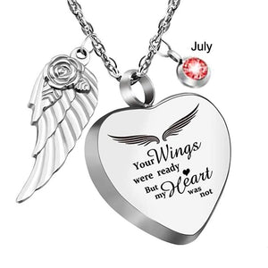 Your Wings were Ready My Heart was Not Heart Urn Necklace