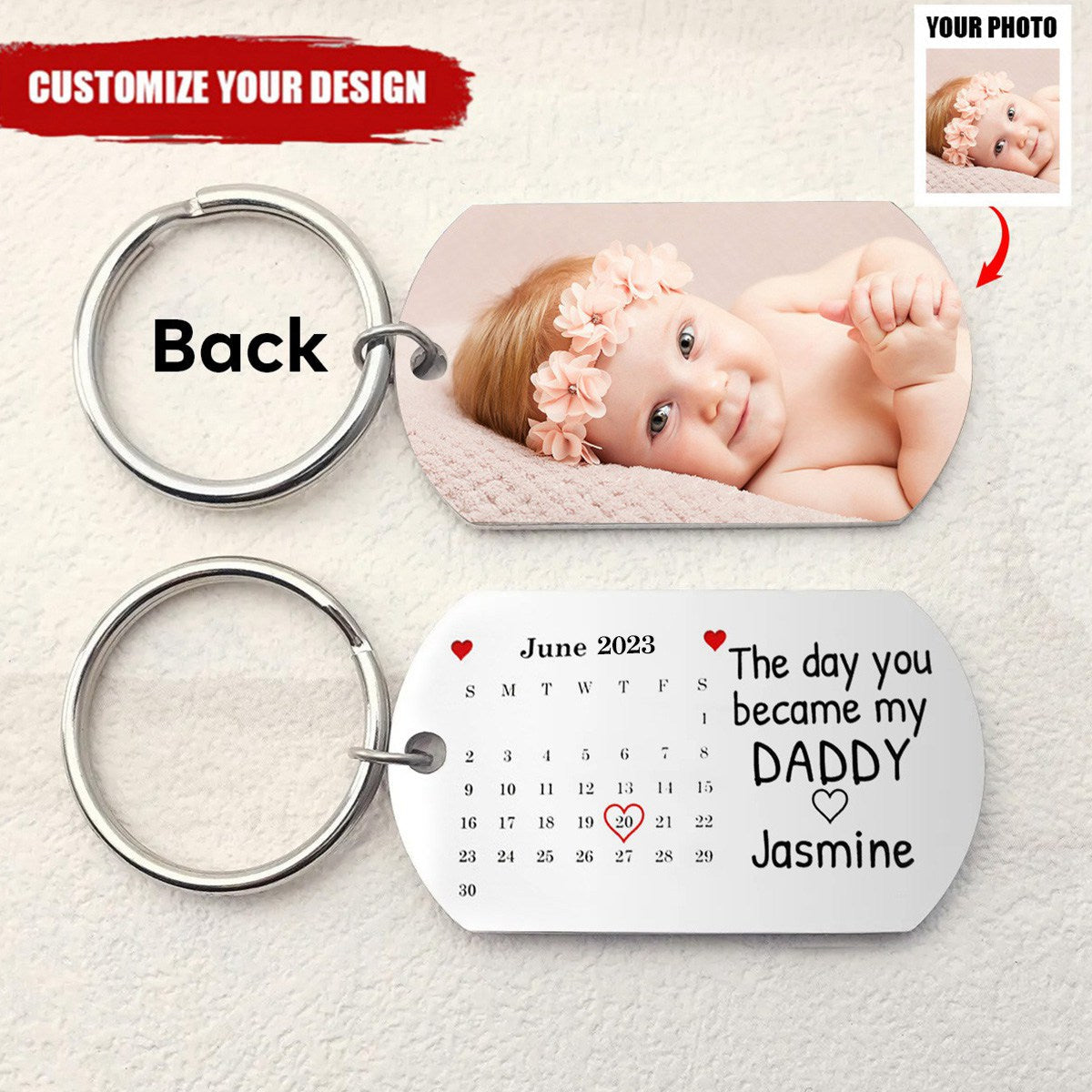 Calendar Custom Photo The Day You Became My Mommy - Personalized Keychain