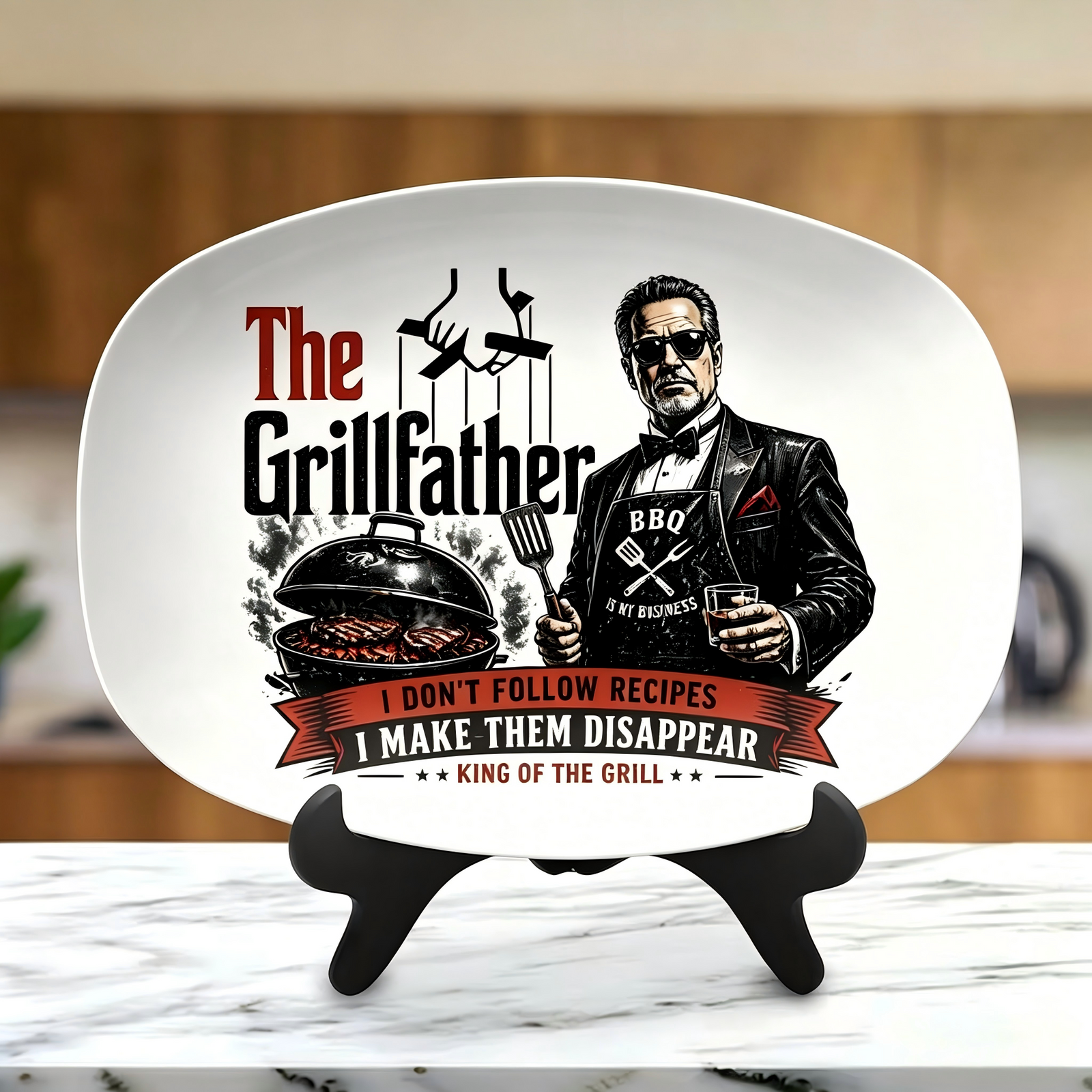 Grillfather Fathers Day Platter, BBQ Dad Serving Tray
