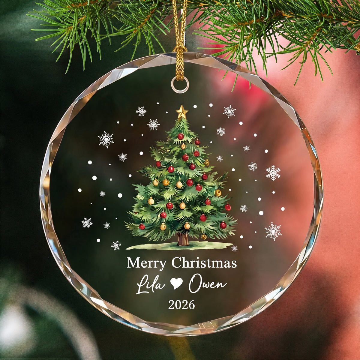 Personalized Couple Christmas Tree Ornament, Custom Name Keepsake