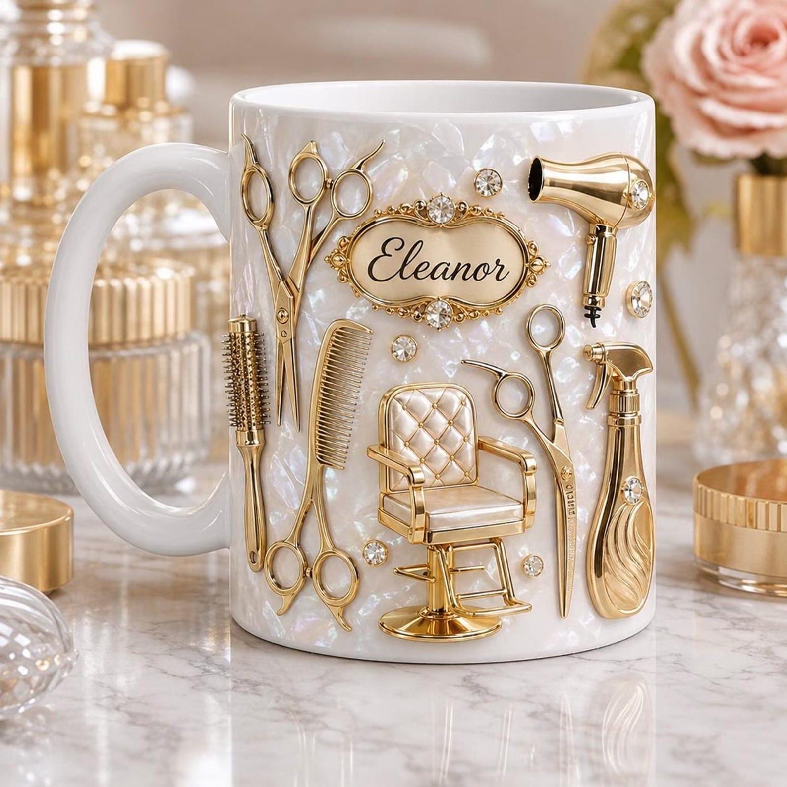 Personalized Hair Stylist Mug, Custom Name Salon Coffee Cup