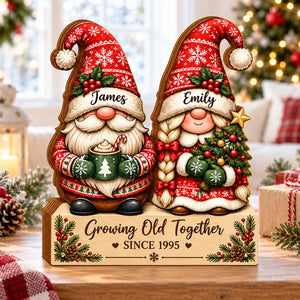 Personalized Christmas Couple Wooden Block, Growing Old Together Gift