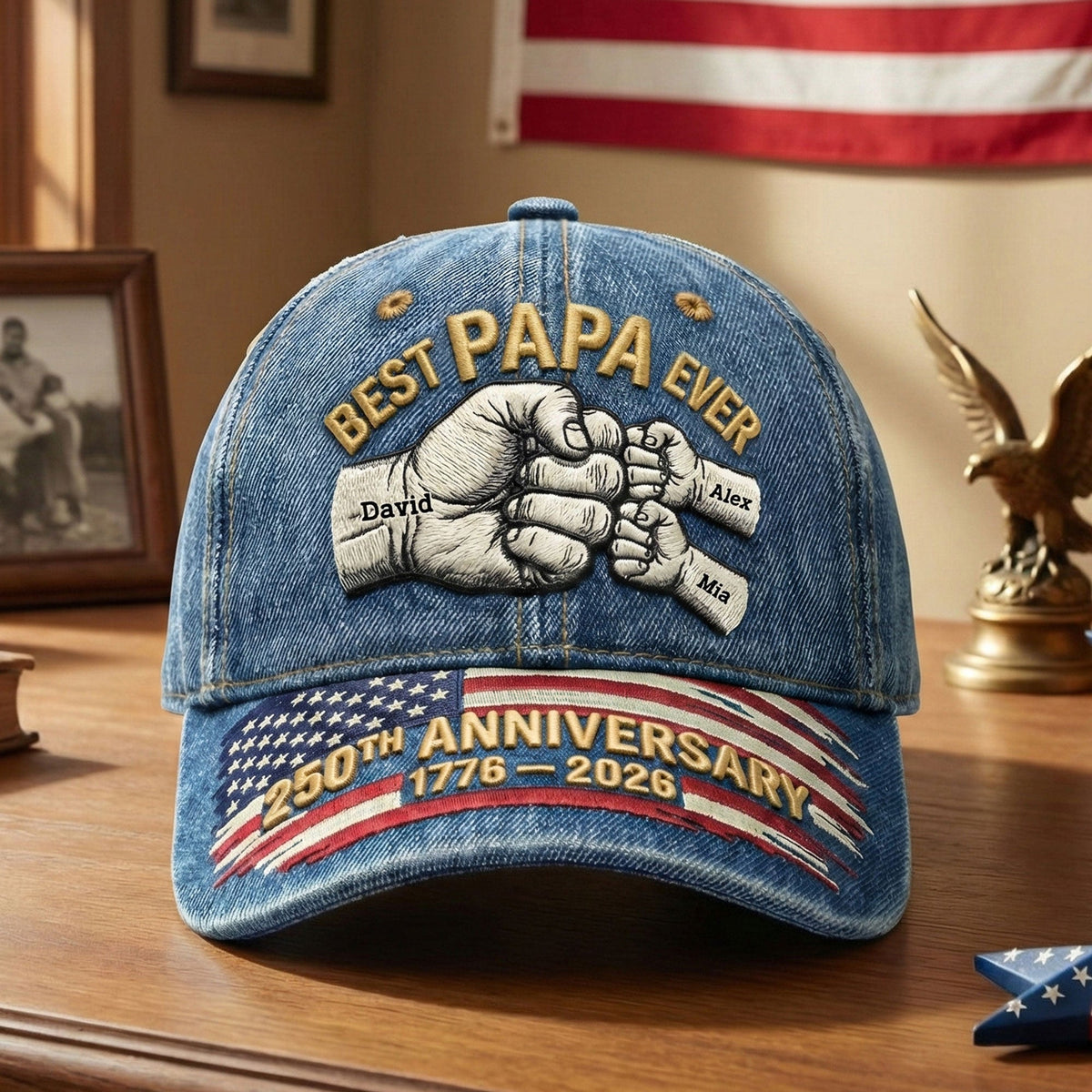 USA 250th Anniversary Classic Cap - Personalized Gifts For Grandpa
