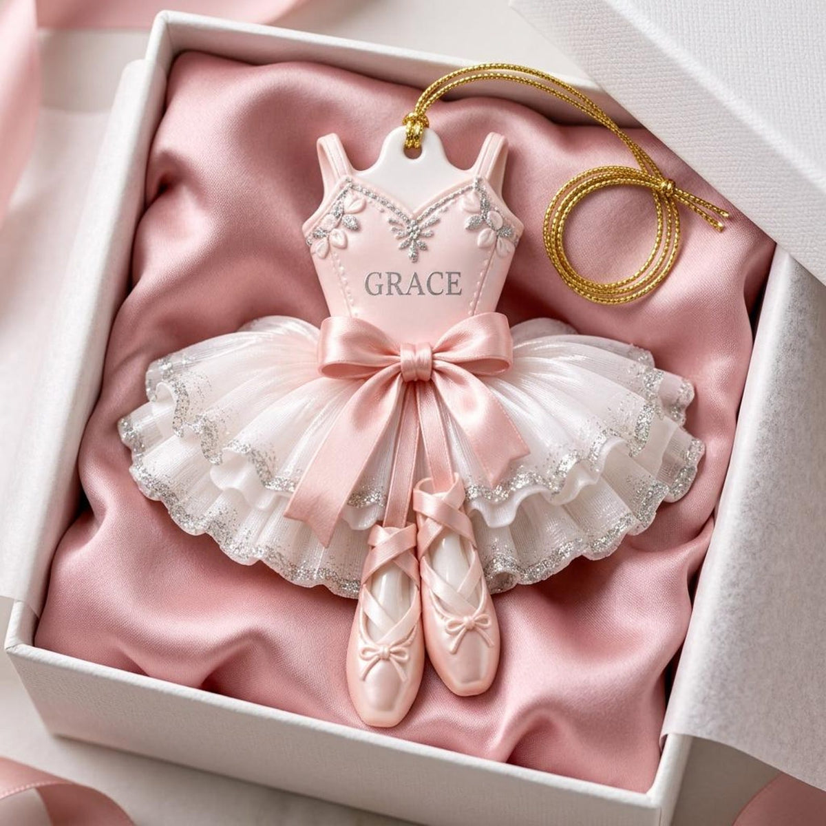 Personalized Ballerina Xmas Ornament, Cute Dance Shoes Gift for Girl