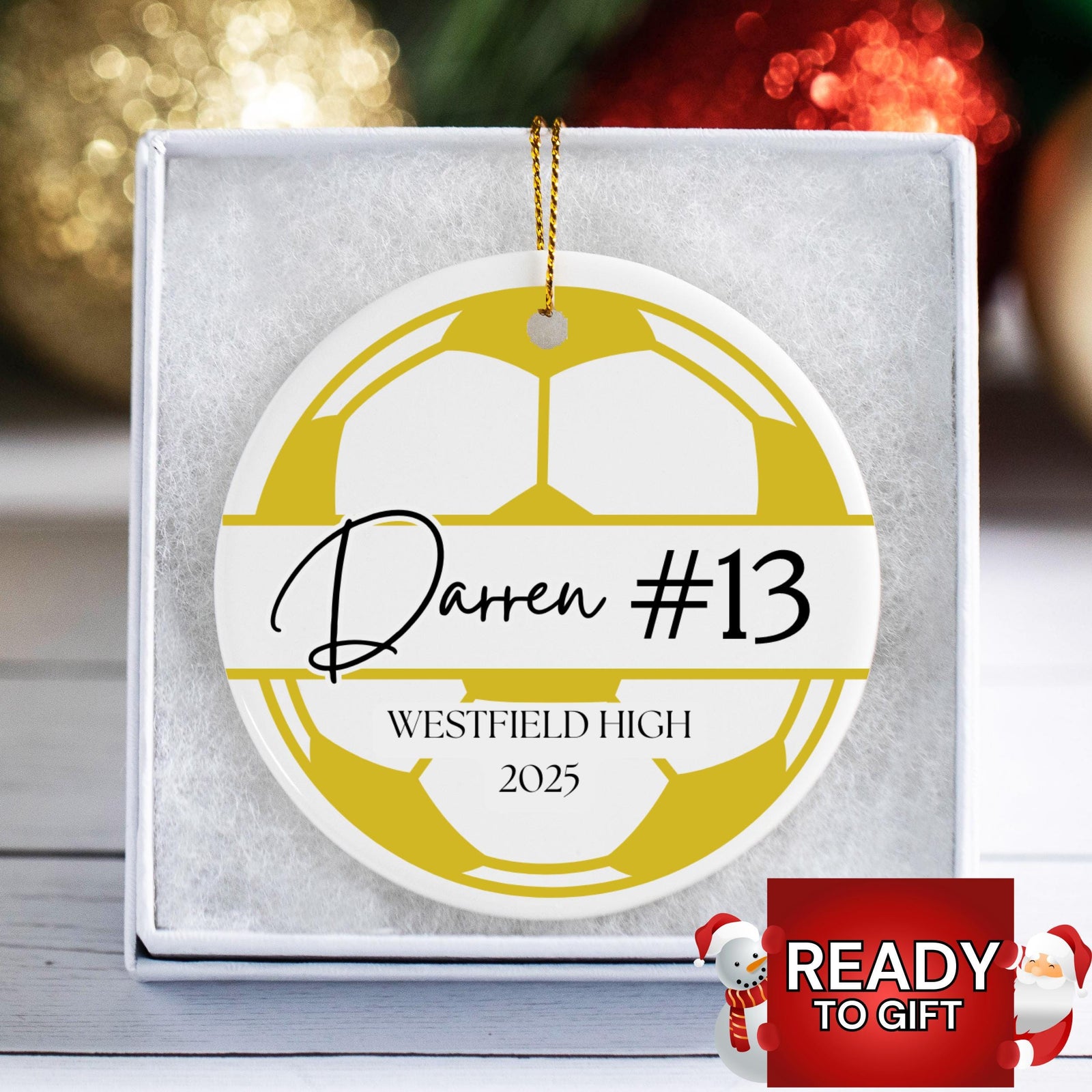Personalized Soccer Ball Christmas Ornament